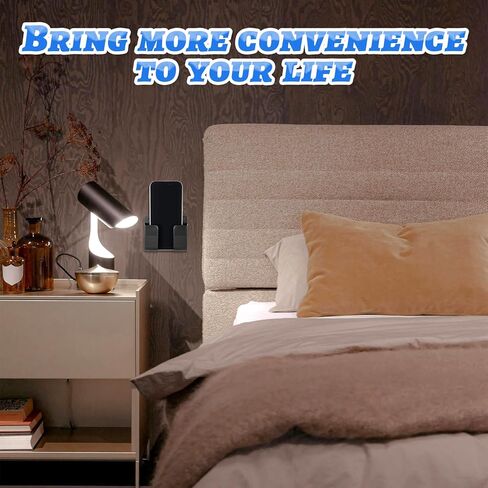 2 Pcs Wall Mount Phone Holder Phone Stand with Self Adhesive Remote Control Storage Box with Data Cable Receiving Hole Non Slip Charger Stand Holder for Kitchen Bedroom Bathroom in Kuwait