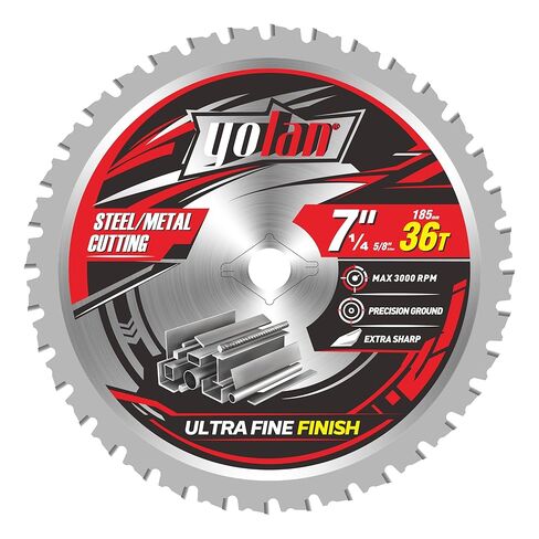Yolan 7 1/4" Metal Cutting Circular Saw Blade, 7-1/4-Inch 180 Blade,36-Tooth,Carbide Tipped, 5/8-Inch Arbor, Diamond Knockout Arbor for TCT Miter Saw Blade, Cutting Metal & Steel,Ferrous Metal in Saudi Arabia