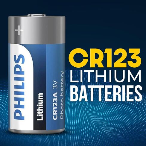 Philips CR123A 3V Lithium Battery, Bulk 100 Pack,1600mAh 123a Batteries, 3V Batteries for Flashlights, Outdoor Devices & Tactical Gear, High-Performance CR123A Battery, [Non-Rechargeable] in Kuwait