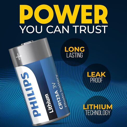 Philips CR123A 3V Lithium Battery, Bulk 100 Pack,1600mAh 123a Batteries, 3V Batteries for Flashlights, Outdoor Devices & Tactical Gear, High-Performance CR123A Battery, [Non-Rechargeable] in Kuwait