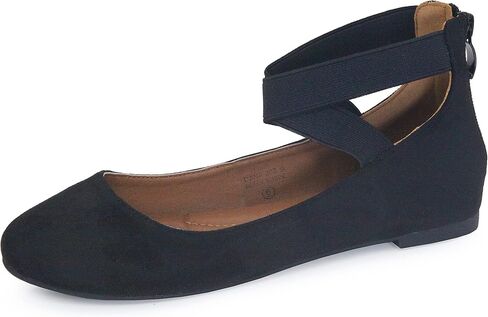 Anna Womens Dana Closed Toe Ankle Strap Slide Flats in Saudi Arabia