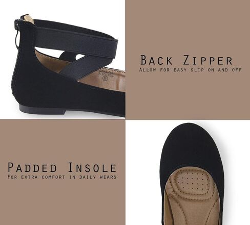 Anna Womens Dana Closed Toe Ankle Strap Slide Flats in Saudi Arabia