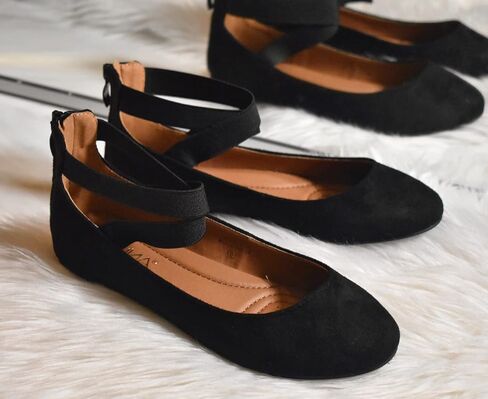 Anna Womens Dana Closed Toe Ankle Strap Slide Flats in Saudi Arabia