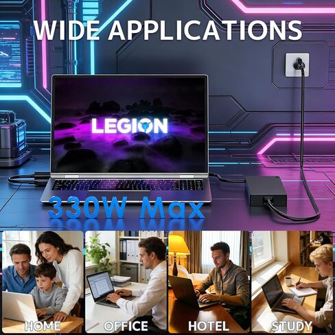 استبدال محول الطاقة النحيف الجديد 330 واط 300 واط لشاحن الكمبيوتر المحمول Lenovo؛ Legion Pro 7 7i 5i 5 16IRX8H، Legion 9 9i Gen 9 16IRX8 83AG L450 L460 L470 L560 L570، GX21M50608، ADL330SDC3A، SA10R16956 5A10W86289 in Kuwait