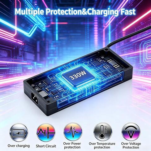 استبدال محول الطاقة النحيف الجديد 330 واط 300 واط لشاحن الكمبيوتر المحمول Lenovo؛ Legion Pro 7 7i 5i 5 16IRX8H، Legion 9 9i Gen 9 16IRX8 83AG L450 L460 L470 L560 L570، GX21M50608، ADL330SDC3A، SA10R16956 5A10W86289 in Kuwait
