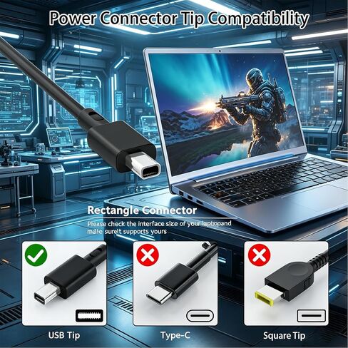 شاحن برأس مستطيل 240 وات 20 فولت 12 أمبير متوافق مع ASUS Rog Zephyrus G14 G16 GU605 GU605CW GU605M TUF Gaming A18 2025 FA808UP GamingA15 A16 F16 FA608 FA608UP محول طاقة الكمبيوتر المحمول in Kuwait