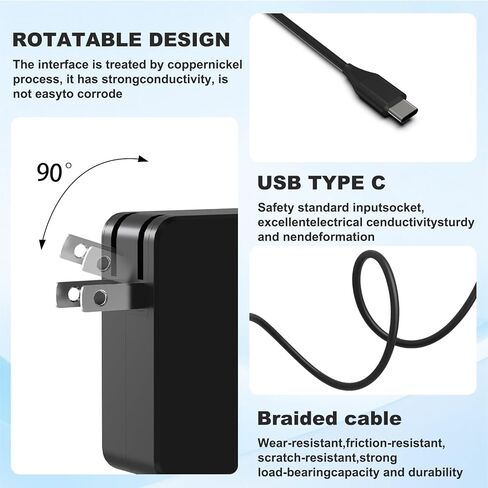 65W 45W USB C Laptop Charger Compatible with ASUS ZenBook 14 13 S13 C213 C214 C523 C436 C302C T302 UX371 UX490 UX390UA ADP-45EW B, ROG Ally Xbox R1 Z1 X Foldable Plug Type C Power Adapter in Kuwait