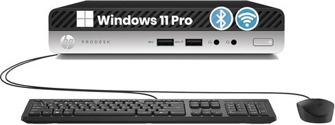 كمبيوتر HP ProDesk 400 G5 Mini Desktop، كمبيوتر Windows 11، Intel Core i3-9100T، 256 جيجا SSD، 8 جيجا رام، لوحة مفاتيح وماوس، WiFi، BT (متجدد) in Kuwait
