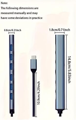 موزع USB 3.0 مع 7 منافذ، محور USB C من الألومنيوم إلى USB 3.0، مناسب لأجهزة MacBook وMac Pro/Mini وiMac وPS4 وPS5 وSurface Pro ومحركات أقراص فلاش (7 منافذ) in Kuwait