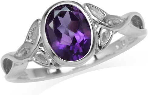 Silvershake Triquetra Trinity Celtic Knot Design Bezel Set Birthstone Gemstone 925 Sterling Silver Ring in Saudi Arabia