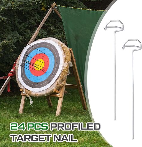 Shimeyao 24 Pack 6" Archery Target Pins with Loop Handle Heavy Duty Stainless Steel for Thickened Bow Foam Straw Archery Targets for Backyard, Garden Landscape Staples, Range Hunting Practice in Kuwait