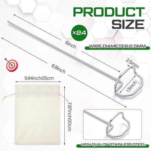 Shimeyao 24 Pack 6" Archery Target Pins with Loop Handle Heavy Duty Stainless Steel for Thickened Bow Foam Straw Archery Targets for Backyard, Garden Landscape Staples, Range Hunting Practice in Kuwait