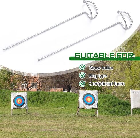 Shimeyao 24 Pack 6" Archery Target Pins with Loop Handle Heavy Duty Stainless Steel for Thickened Bow Foam Straw Archery Targets for Backyard, Garden Landscape Staples, Range Hunting Practice in Kuwait