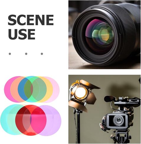KALLORY 30pcs Round Photography Gel Filters Color Correction Film Sheets 12cm Plastic Lighting Overlays for Studio Video and Photo Illumination in Kuwait