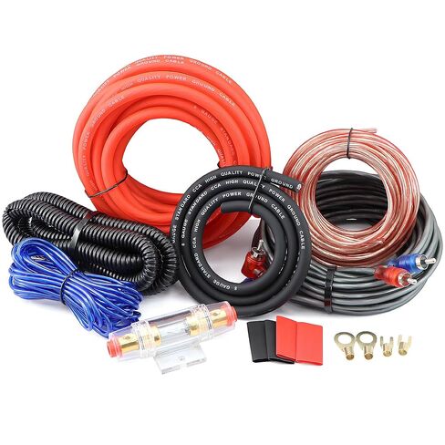 0 Gauge Complete Car Audio Amplifier Wiring Kit,3000W Power Cable with Fuse & RCA for Subwoofer, Speaker Installation (17ft Cables,CCA Ground Wire) in Saudi Arabia