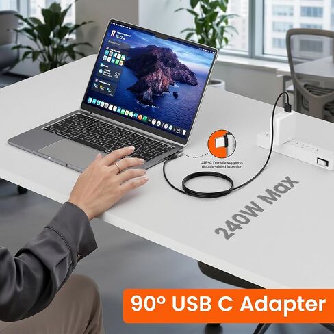 Flat Right Angle USB C Adapter, Supports 8K@60Hz, 240W Fast Charging, 40Gbps Data Transfer, 90 Degree USB C Adapter, Compatible with Thunderbolt 4, iPhone 17, Steam Deck, ROG Ally, MacBook, Switch 2 in Kuwait