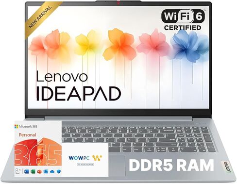 Lenovo IdeaPad Slim 3i 15.6" FHD Laptop • Microsoft Office 365 • Intel 4 Cores • DDR5 • 128GB SSD • Military-Grade • Windows 11 • Quick Setup, Lightweight • Essential Laptop • w/o Mouse in Kuwait