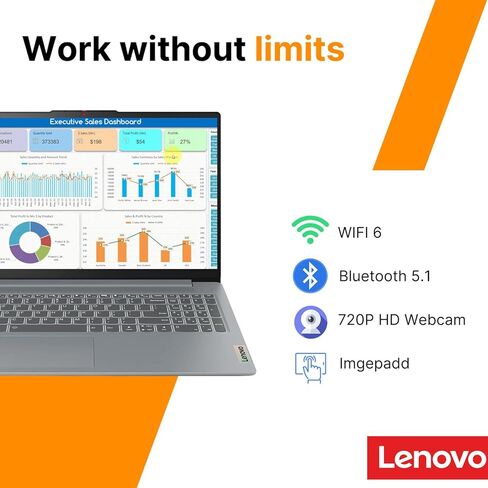 Lenovo IdeaPad Slim 3i 15.6" FHD Laptop • Microsoft Office 365 • Intel 4 Cores • DDR5 • 128GB SSD • Military-Grade • Windows 11 • Quick Setup, Lightweight • Essential Laptop • w/o Mouse in Kuwait