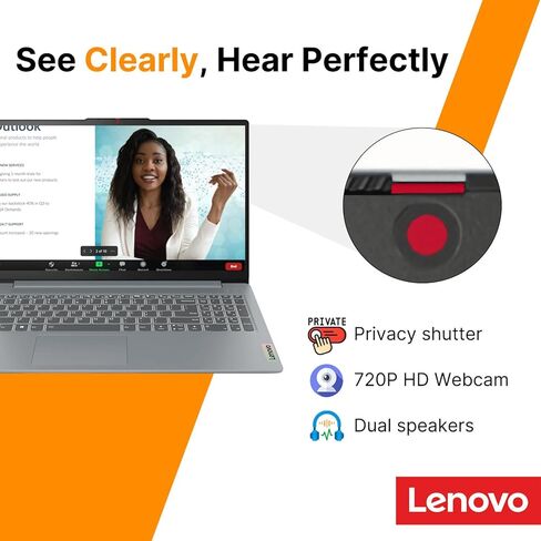 Lenovo IdeaPad Slim 3i 15.6" FHD Laptop • Microsoft Office 365 • Intel 4 Cores • DDR5 • 128GB SSD • Military-Grade • Windows 11 • Quick Setup, Lightweight • Essential Laptop • w/o Mouse in Kuwait