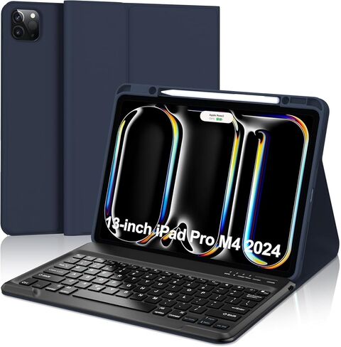 حافظة لوحة مفاتيح WINCHKING لجهاز iPad Pro 13 بوصة (M4) 2024، لوحة مفاتيح لاسلكية مغناطيسية قابلة للفصل، غطاء واقٍ ذكي لجهاز iPad مع حامل أقلام لجهاز iPad Pro 13 بوصة (M4)، أزرق داكن in Kuwait