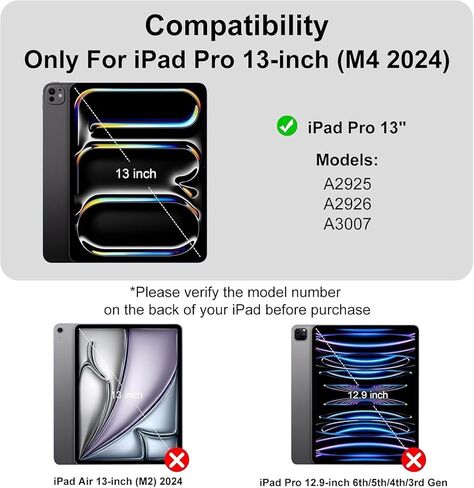 حافظة لوحة مفاتيح WINCHKING لجهاز iPad Pro 13 بوصة (M4) 2024، لوحة مفاتيح لاسلكية مغناطيسية قابلة للفصل، غطاء واقٍ ذكي لجهاز iPad مع حامل أقلام لجهاز iPad Pro 13 بوصة (M4)، أزرق داكن in Kuwait