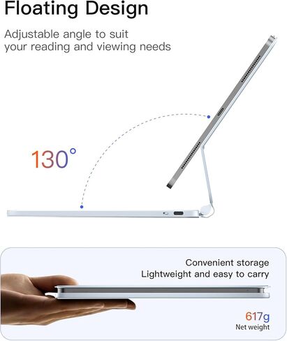 Inateck NeoMagic Magnetic Keyboard Case for iPad 10th Generation 10.9 inch/11th Generation 2025 A16 11 inch, Floating Cantilever Stand, 7-Color Backlight, with Trackpad, Magic-Style Keyboard, Blue in Kuwait