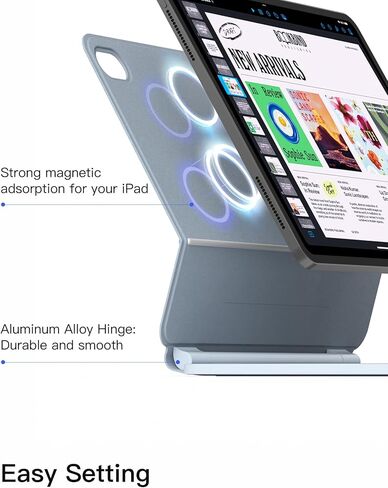 Inateck NeoMagic Magnetic Keyboard Case for iPad 10th Generation 10.9 inch/11th Generation 2025 A16 11 inch, Floating Cantilever Stand, 7-Color Backlight, with Trackpad, Magic-Style Keyboard, Blue in Kuwait