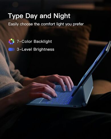 Inateck NeoMagic Magnetic Keyboard Case for iPad 10th Generation 10.9 inch/11th Generation 2025 A16 11 inch, Floating Cantilever Stand, 7-Color Backlight, with Trackpad, Magic-Style Keyboard, Blue in Kuwait