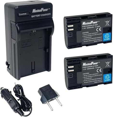 MaximalPower Replacement Battery for Canon, Compatible with Canon 60D, 70D, 80D, 5DS R, 5D Mark II III IV, 6D, 7D, C700, XC15, Black, 1 Pack, (DB CAN LP-E6N) in Kuwait
