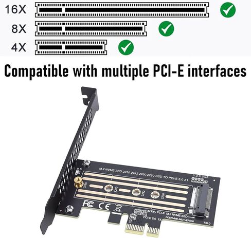 بطاقة محول VBESTLIFE M.2 إلى PCI E X4 5.0، بسرعة 32 جيجابت في الثانية لـ 2280 و2260 و2242 و2230 M.2 SSD، لنظام Wins 10 11 لنظام التشغيل Linux in Kuwait