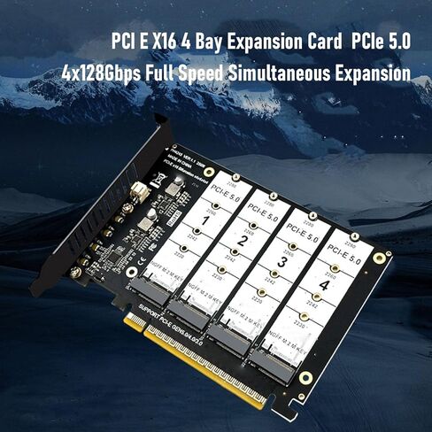 EBTOOLS M.2 PCIe Adapter Card, 4 Slots NVMe SSD Expansion Card with 4x128Gbps Speed and LED Indicators, Supports PCIe 3.0 4.0 5.0 and M.2 NVMe SSDs, for Desktop PC in Kuwait