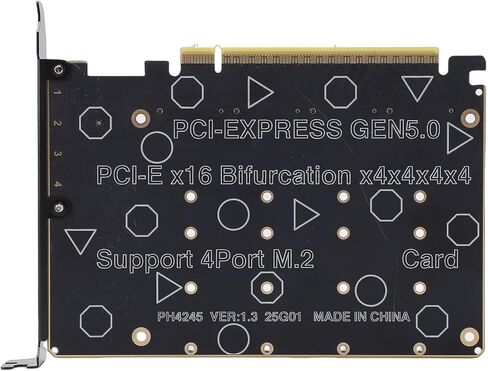 EBTOOLS M.2 PCIe Adapter Card, 4 Slots NVMe SSD Expansion Card with 4x128Gbps Speed and LED Indicators, Supports PCIe 3.0 4.0 5.0 and M.2 NVMe SSDs, for Desktop PC in Kuwait
