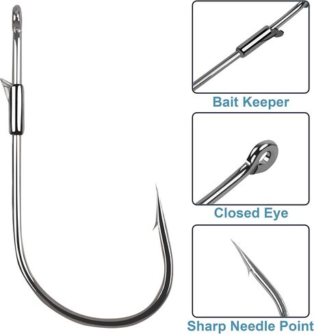 Worm Hooks Flipping Hooks Round Bend Straight Shank Heavy Cover Bass Fishing Hooks Drop Shot Hook for Plastic Worms Texas Neko Rig Bait Keeper Hooks Freshwater Saltwater 10/30 Pack in Saudi Arabia