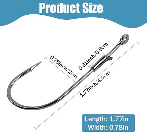 Worm Hooks Flipping Hooks Round Bend Straight Shank Heavy Cover Bass Fishing Hooks Drop Shot Hook for Plastic Worms Texas Neko Rig Bait Keeper Hooks Freshwater Saltwater 10/30 Pack in Saudi Arabia