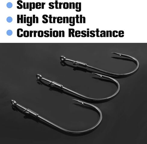 Worm Hooks Flipping Hooks Round Bend Straight Shank Heavy Cover Bass Fishing Hooks Drop Shot Hook for Plastic Worms Texas Neko Rig Bait Keeper Hooks Freshwater Saltwater 10/30 Pack in Saudi Arabia
