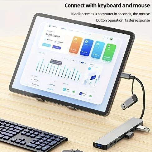 USB C Hub USB 3.0 Multiport 8 in 1 with SD Card Reader and 3.5mm Audio Jack for Type C Laptops PC Tablets Travel Office, 8in1 in Kuwait
