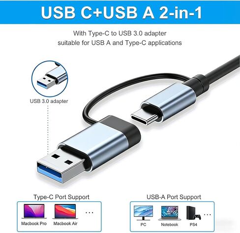 USB C Hub USB 3.0 Multiport 8 in 1 with SD Card Reader and 3.5mm Audio Jack for Type C Laptops PC Tablets Travel Office, 8in1 in Kuwait