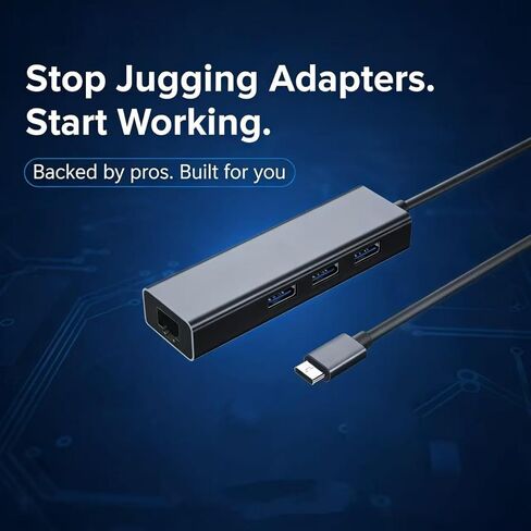 موزع USB 4 في 1 مع منفذ إيثرنت سريع، 3 منافذ USB 2.0، شبكة 10/100 ميجابت في الثانية، التوصيل والتشغيل لأجهزة الكمبيوتر المحمول وسطح المكتب in Kuwait