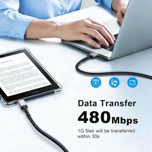 كابل Micro USB بطول 6 أقدام لجهاز Samsung Galaxy S6، وحدة تحكم PS4، شاحن Android القديم، استبدال سلك شحن USB A إلى USB عالي السرعة لجهاز Kindle - أسود in Kuwait