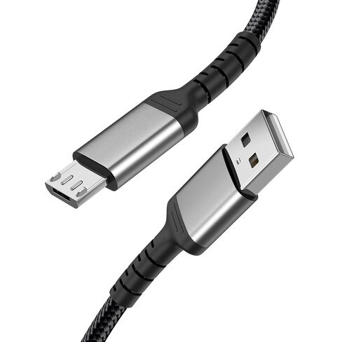 كابل Micro USB بطول 6 أقدام لجهاز Samsung Galaxy S6، وحدة تحكم PS4، شاحن Android القديم، استبدال سلك شحن USB A إلى USB عالي السرعة لجهاز Kindle - أسود in Kuwait