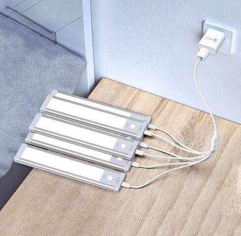 كابل شاحن USB C لإضاءة الخزانة القابلة لإعادة الشحن، سلك شحن ضوء مستشعر الحركة مع 6 منافذ شحن من النوع C، مع محول طاقة in Kuwait