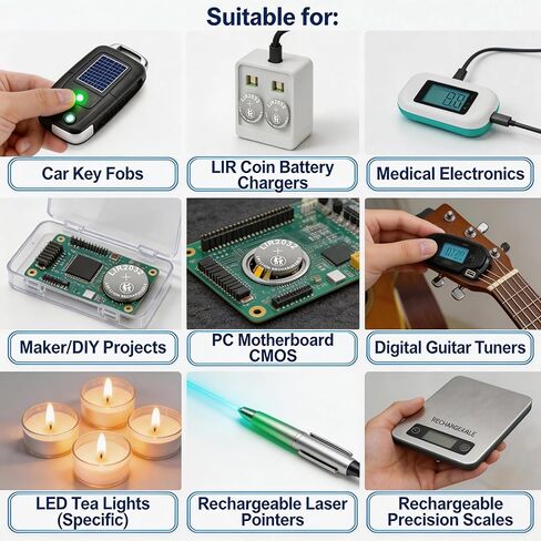 2032 Battery Rechargeable, 3.6V LIR2032 5 Pack, 500+ Cycles Long-Lasting 2032 Batteries, Leak-Proof ML2032 CR2032H Lithium Coin Cell in Saudi Arabia