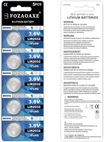 2032 Battery Rechargeable, 3.6V LIR2032 5 Pack, 500+ Cycles Long-Lasting 2032 Batteries, Leak-Proof ML2032 CR2032H Lithium Coin Cell in Saudi Arabia