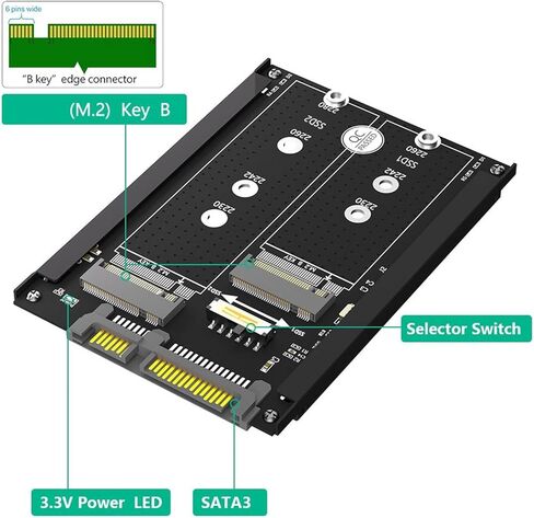 2.5inch Combo HDD Disk Drive Enclosure Converter for 2230 2242 2260 SSD, Transparent to OS, Easy Installation, Great for M.2 NGFF to Adapter Card, Includes and Screws in Kuwait