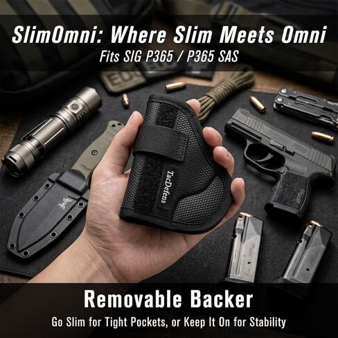 SlimOmni P365 Holster Pocket & IWB Combo (Pocket & IWB Holster for Sig P365), Omni-Carry Ambidextrous, Omni-Adjustable Height & Cant, Removable Backer, Metal Clip Included in Kuwait