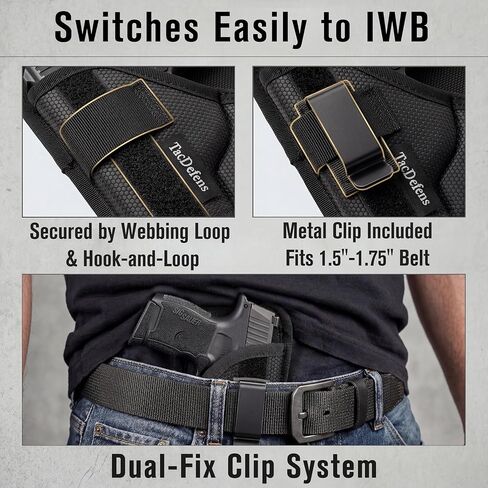 SlimOmni P365 Holster Pocket & IWB Combo (Pocket & IWB Holster for Sig P365), Omni-Carry Ambidextrous, Omni-Adjustable Height & Cant, Removable Backer, Metal Clip Included in Kuwait