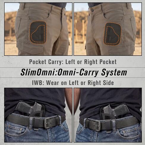 SlimOmni P365 Holster Pocket & IWB Combo (Pocket & IWB Holster for Sig P365), Omni-Carry Ambidextrous, Omni-Adjustable Height & Cant, Removable Backer, Metal Clip Included in Kuwait