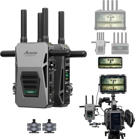 جهاز إرسال واستقبال الفيديو اللاسلكي Accsoon CineView Master 4K Lite SDI HDMI، نطاق 1200 قدم، زمن استجابة 35 مللي ثانية، 4K60/1080p60 1 مراقبة تطبيق iOS+4 سلكي، بث مباشر، إقران CineView M7 Pro in Kuwait