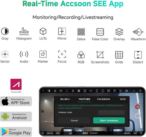 جهاز إرسال واستقبال الفيديو اللاسلكي Accsoon CineView Master 4K Lite SDI HDMI، نطاق 1200 قدم، زمن استجابة 35 مللي ثانية، 4K60/1080p60 1 مراقبة تطبيق iOS+4 سلكي، بث مباشر، إقران CineView M7 Pro in Kuwait