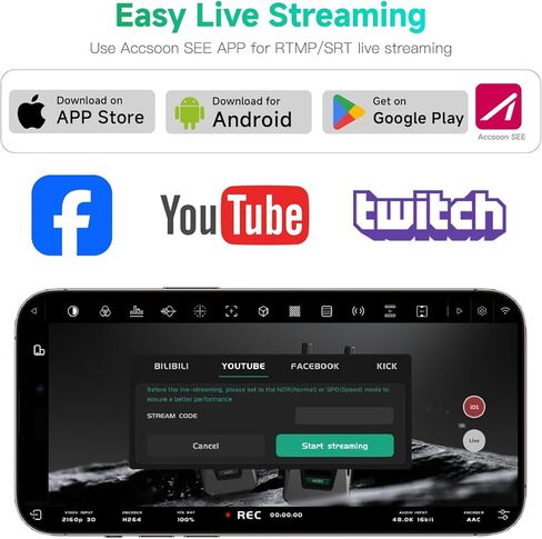 جهاز إرسال واستقبال الفيديو اللاسلكي Accsoon CineView Master 4K Lite SDI HDMI، نطاق 1200 قدم، زمن استجابة 35 مللي ثانية، 4K60/1080p60 1 مراقبة تطبيق iOS+4 سلكي، بث مباشر، إقران CineView M7 Pro in Kuwait